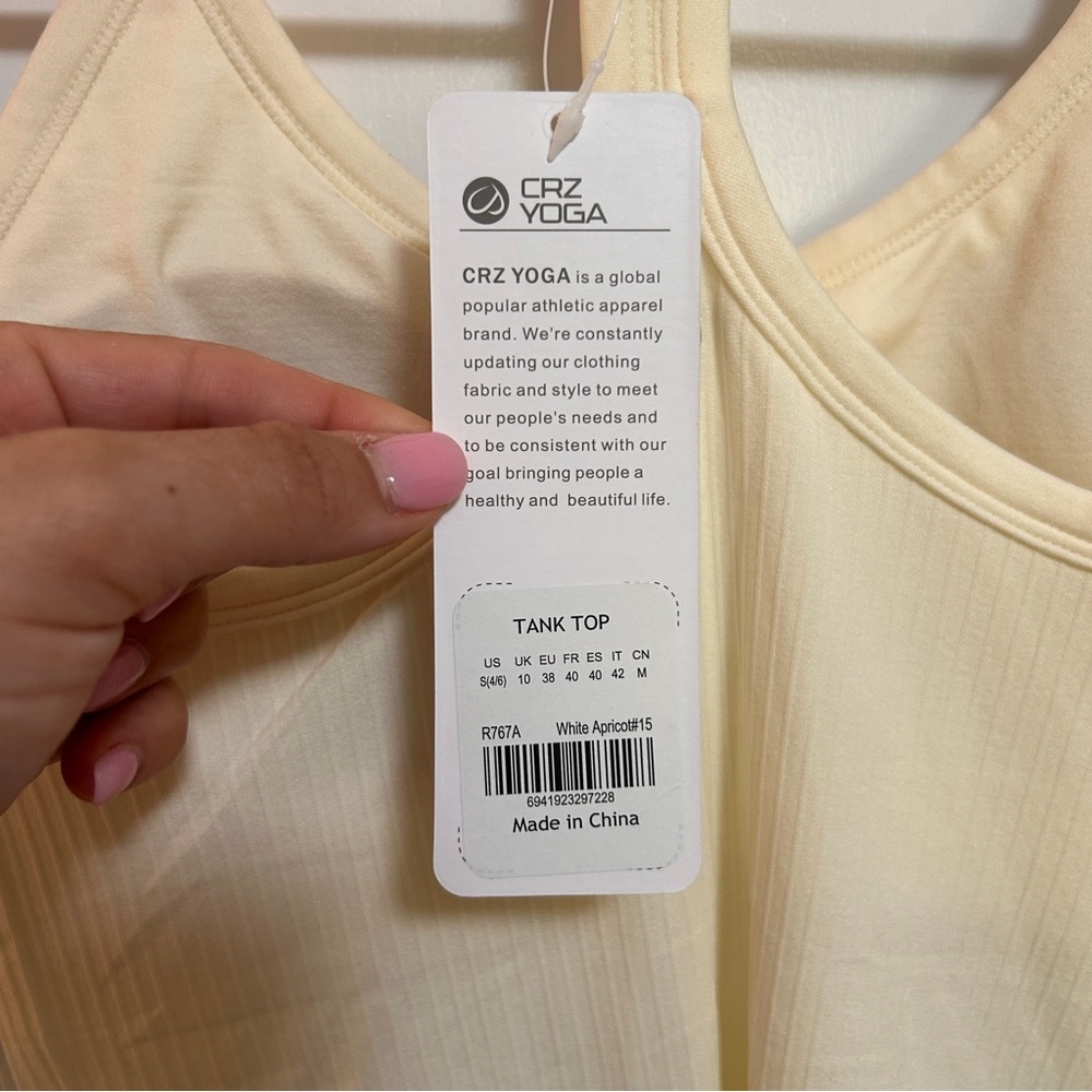 CRZ Yoga Cream Full Length Tank Top NWT - Picture 3 of 3